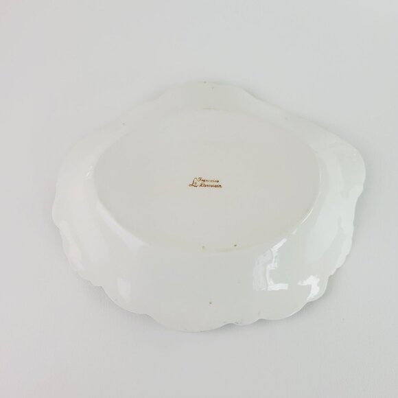 Antique Shabby Chic Porcelain Blue Shell Pink Floral Bowl c1900-16 La Francaise - Picture 7 of 12